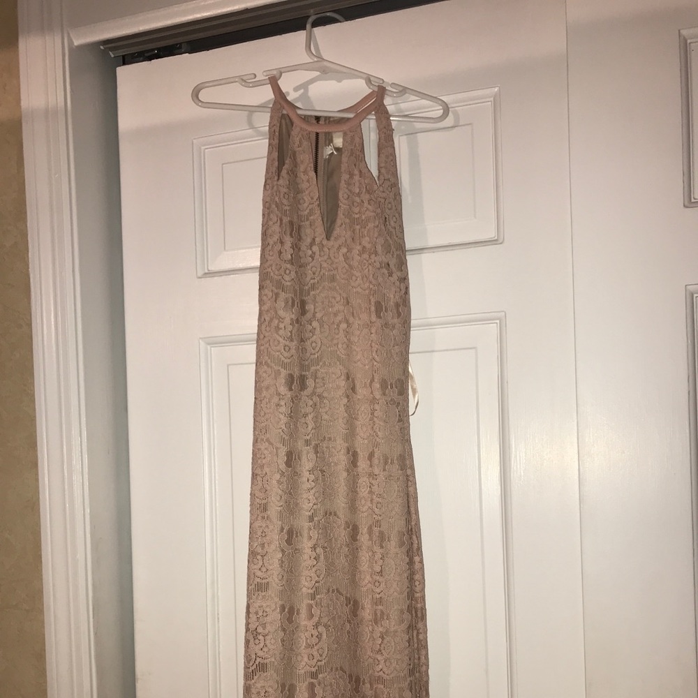 Light pink lace keyhole dress